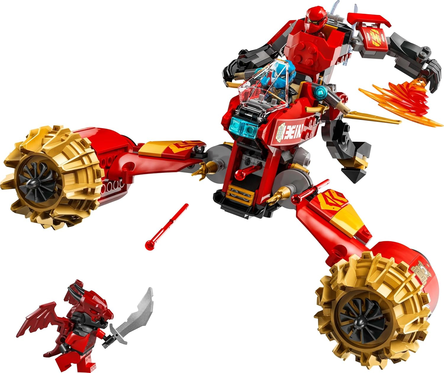 LEGO NINJAGO Kais Sturmreiter-Mech – Fliegendes Motorradspielzeug mit 3 Minifiguren – Mech mit beweglichem Kopf, beweglichen Armen und Beinen – Bauspielzeug – Geschenk für Jungen und Mädchen ab 7 Jahren 71830 Bausets Besuchen Sie den LEGO-Store