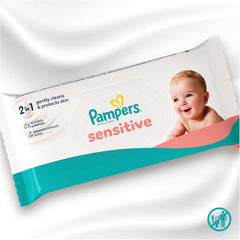 Pampers Sensitive Baby-Feuchttücher, 15er-Pack mit 80 Tüchern, 1200 Baby-Feuchttücher, 2-in-1, sanfte Reinigung und Hautschutz
