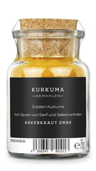 Ankerkraut Kurkuma, gemahlen, Kurkuma Gewürz Pulver, 75g im Korkglas