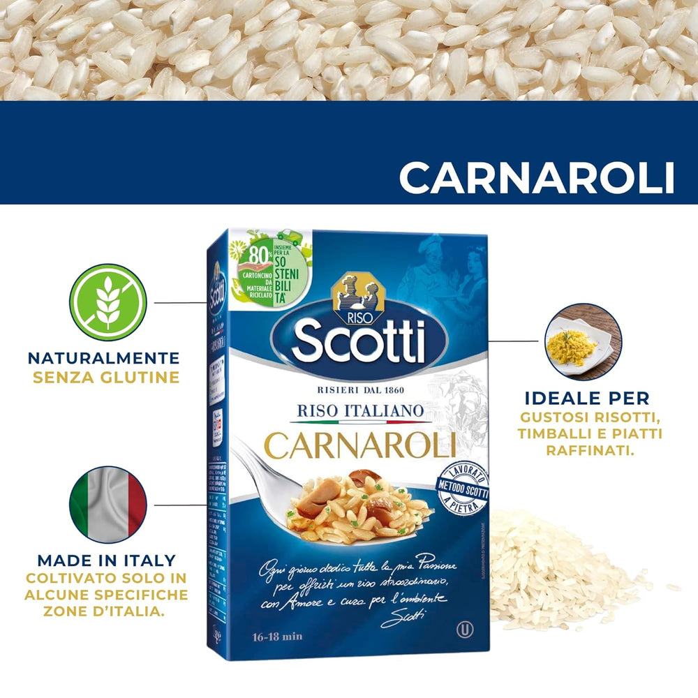 - Carnaroli – Extrafeiner Reis für Risotto, Reis aus Italien, fertig in 16 Minuten – 1 kg