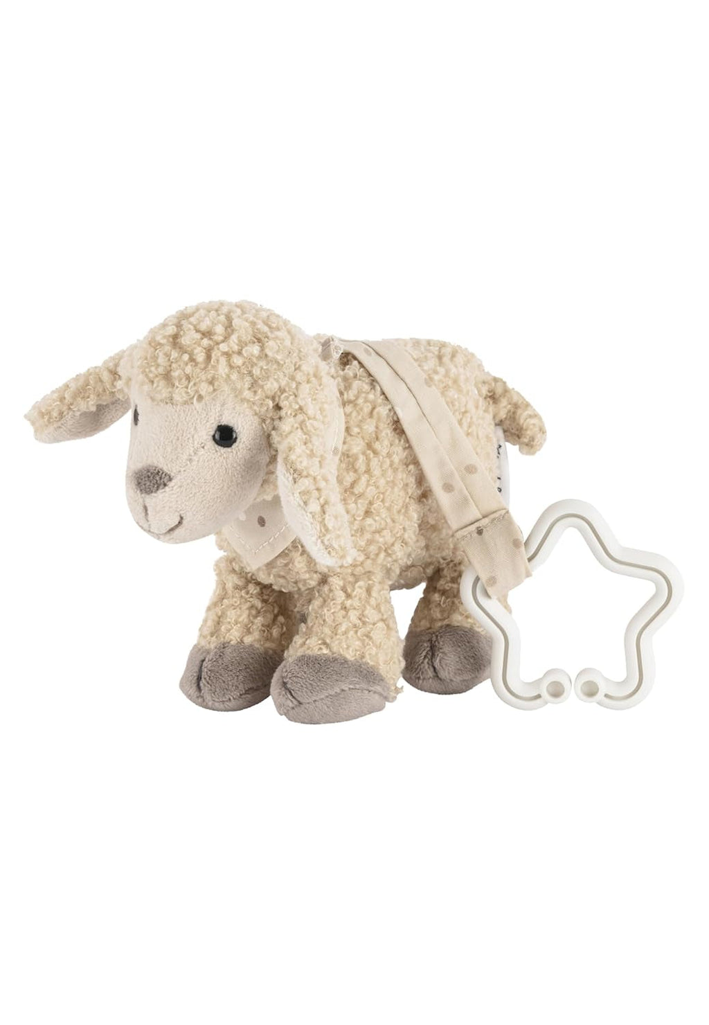 Pandantiv jucărie Sterntaler oaie Flocke - jucărie pentru cărucior din țesătură moale - jucărie pentru copii de agățat - pandantiv cu arc de joacă cu suspensie în formă de stea, de culoarea nisipului Jucarii Bebe Naty Shop