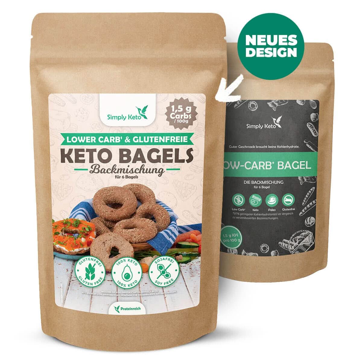 Simply Keto Lower Carb* Bagel-Backmischung für Low Carb* und ketogene Diät – laktose- und glutenfrei – 335 Gramm Naty Shop Kitchen