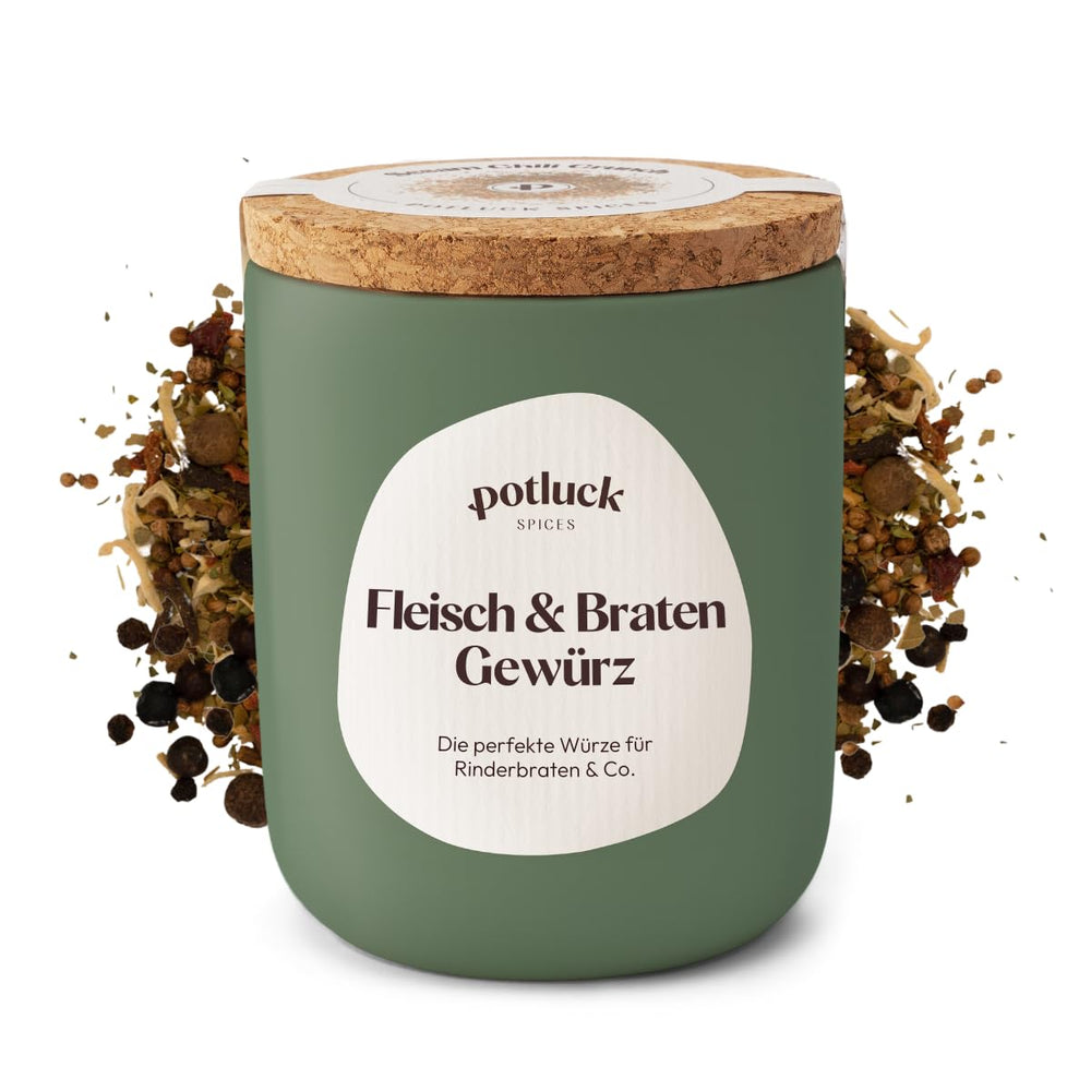 Potluck | Gewürzburger | Würzmischung im Keramiktopf | 100g | Vegan, glutenfrei und mit natürlichen Zutaten