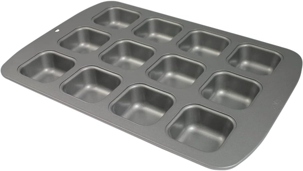 CSB106 Quadratische Antihaftbeschichtete Backform Mit 12 Minilöchern Aus Karbonstahl, Edelstahl, Silber, 37,3 x 26,1 x 3,1 cm Formen und Tabletts zum Backen Naty Shop