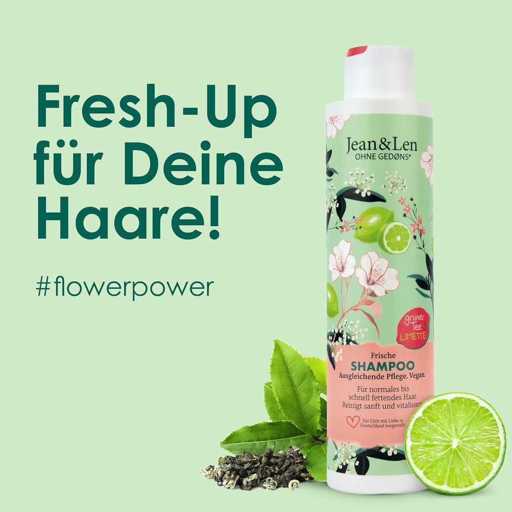 Jean & Len Green Tea & Lime Feuchtigkeitsshampoo, für normales bis fettiges Haar, 300 ml Dusche und Bad Jean & Len Green Tea & Lime