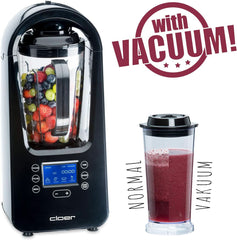 Cloer 6980 Vakuum Standmixer / 800 Watt / 21.000 U/Min. / Inkl. Vorratsbehälter/Vakuumventil/Automatikprogramme/Eis-Crush-Funktion/Reinigungsfunktion/Schwarz, 1500 Milliliters Bucatarie Naty Shop