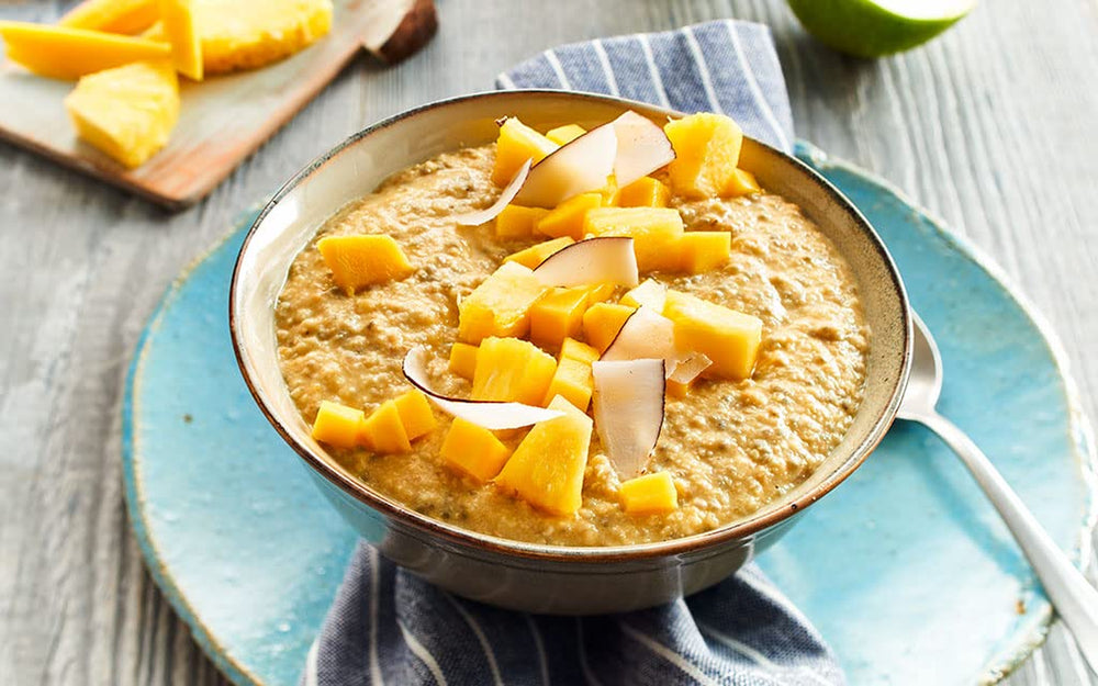 RUF Smoothie Bowl Tropilicious Mango Passion Fruit Hafer Frühstückssnack, schnell und einfach, vegan, 1 Beutel x 50 g (3er-Pack)