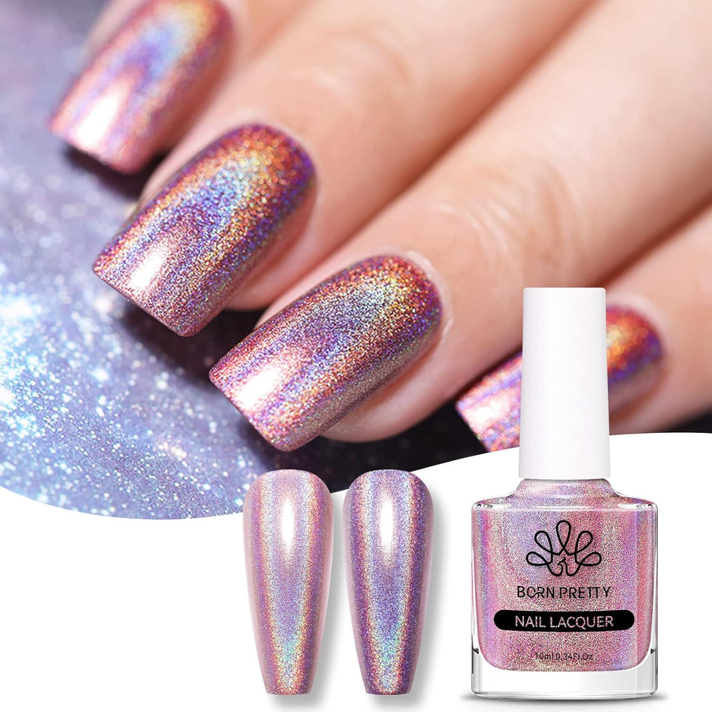 Born Pretty Glitzer-Nagellack, Rainbow Shining Glitter Super Shine Black Nail Art Nagellack