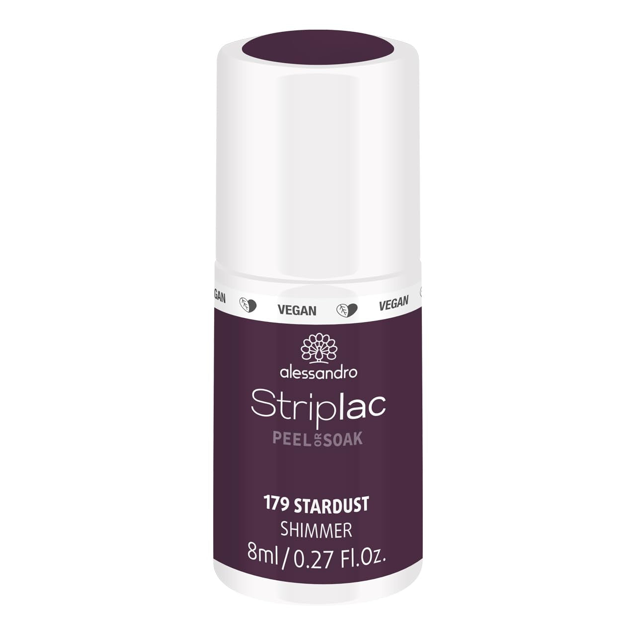 UV-Nagellack alessandro Striplac Midnight Black – Zart und langanhaltend – Einfache Entfernung dank Peel-Off-Entfernungstechnologie – Vegan und tierversuchsfrei – 8 ml