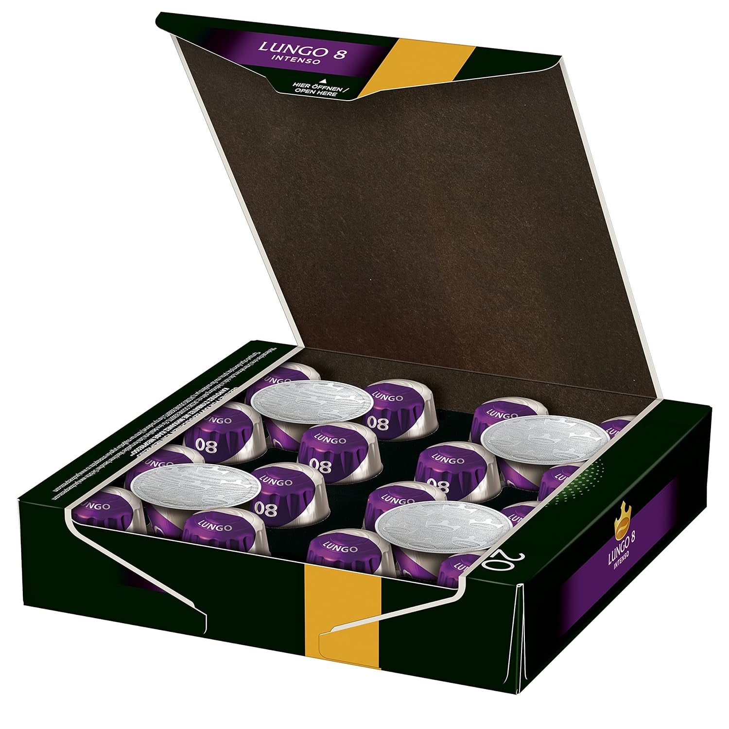 Jacobs Kaffeekapseln Lungo Decaffeinato- Intensität 6, 10er Pack, 10 x 20 Getränke & Kaffeekapseln Lungo Intenso, Intensität 8 von 12, 200 Nespresso®* kompatible Kapseln, 10 x 20 Getränke