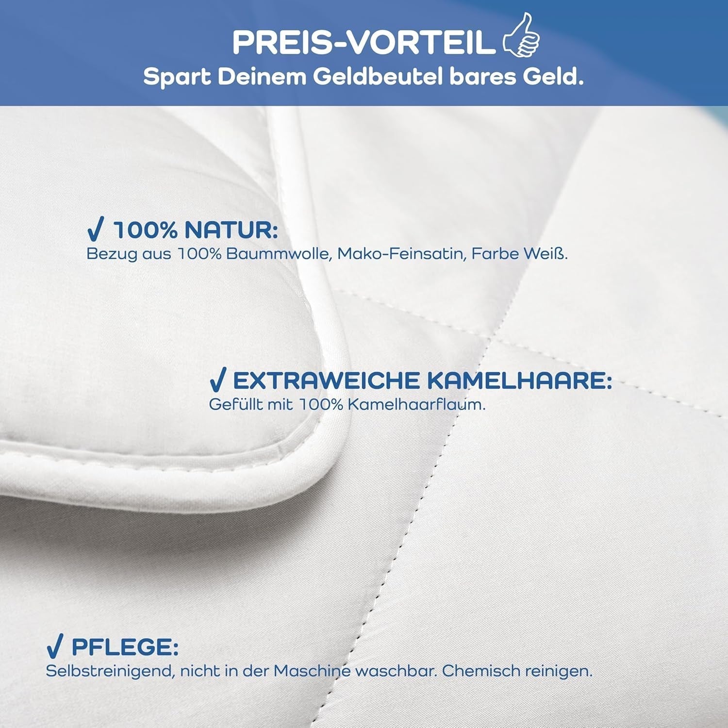 Exklusive Steppdecke, Kamel, Weiß, 135 x 200 cm Steppdecken und Steppdecken Naty Shop