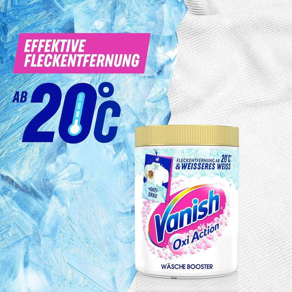 Vanish Oxi Action Powerwhite Pulver – 1 x 1,125 kg – Fleckenentferner und Wäscheverbesserungspulver ohne Chlor – für weiße Wäsche. Waschmittel Naty Shop