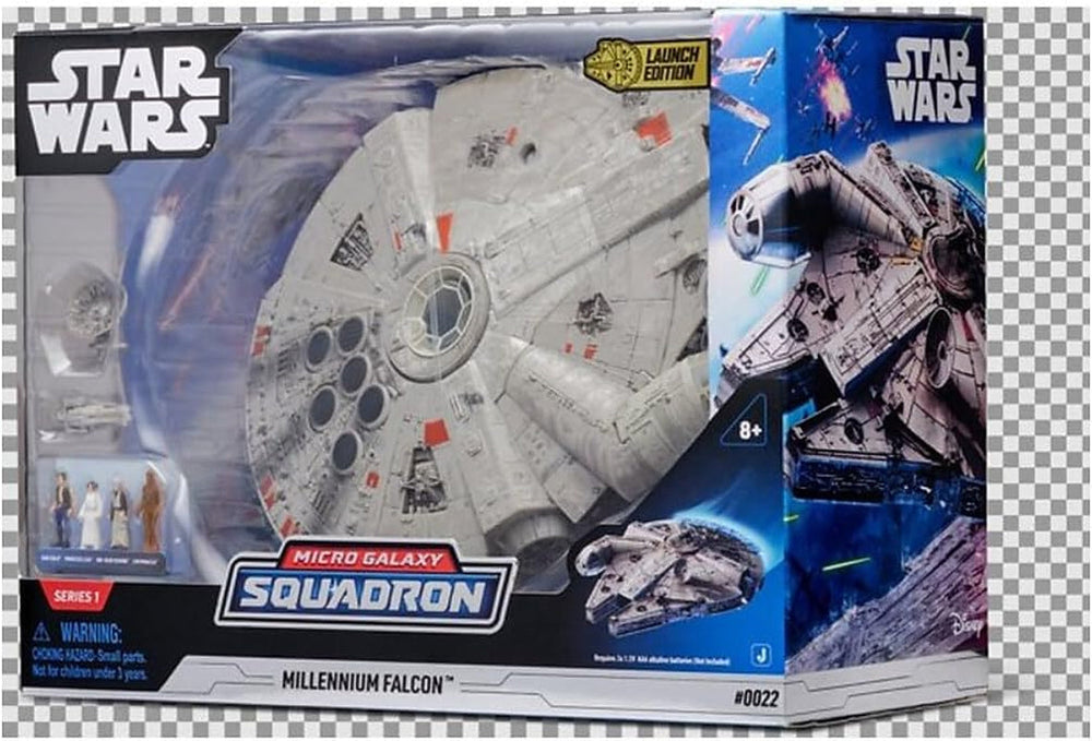 Star Wars Micro Galaxy Squadron SWJ0332 - Millennium Falcon, vehicul oficial de 22,5 cm cu lumini, sunet și figurine Action figures Naty Shop