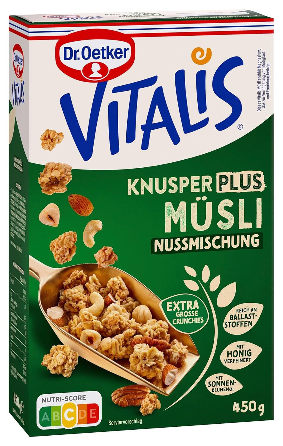 Dr. Oetker Vitalis KnusperPlus Double Chocolate: Knuspriges Müsli mit Vollmilch- und Zartbitterschokolade, 7er Pack (7 x 450g)