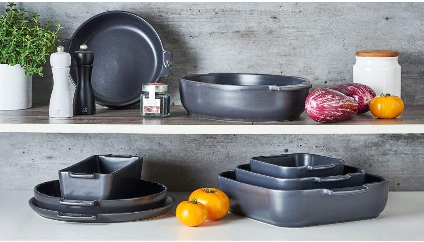 Peugeot Appolia Rechteckige Auflaufform Mit Griffen, Keramik, Schiefer / Grau, 8.3X40.5X27.2 Cm, Fassungsvermögen: Ca. 4 L, 60022 Formen und Bleche zum Backen Naty Shop