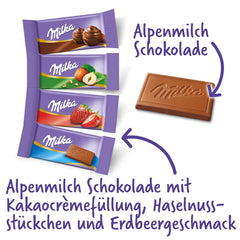 Milka Naps Mix 1 X 1.702 Kg, Mini-Schokoladentäfelchen Aus Alpenmilch, Erdbeer, Haselnuss Und Crème Au Cacao Naty Shop