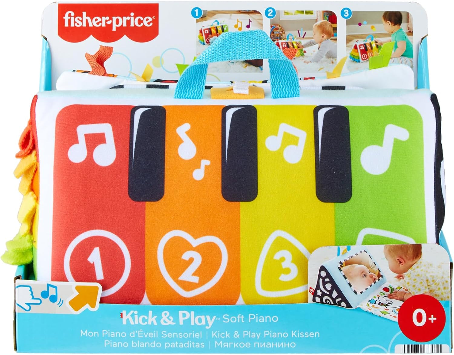 FISHER-PRICE Kick & Play Soft Piano - Pian de jucărie moale și portabil, design în creștere, clape colorate, pentru bebeluși de la naștere, HND54 Jucarii Bebe Naty Shop