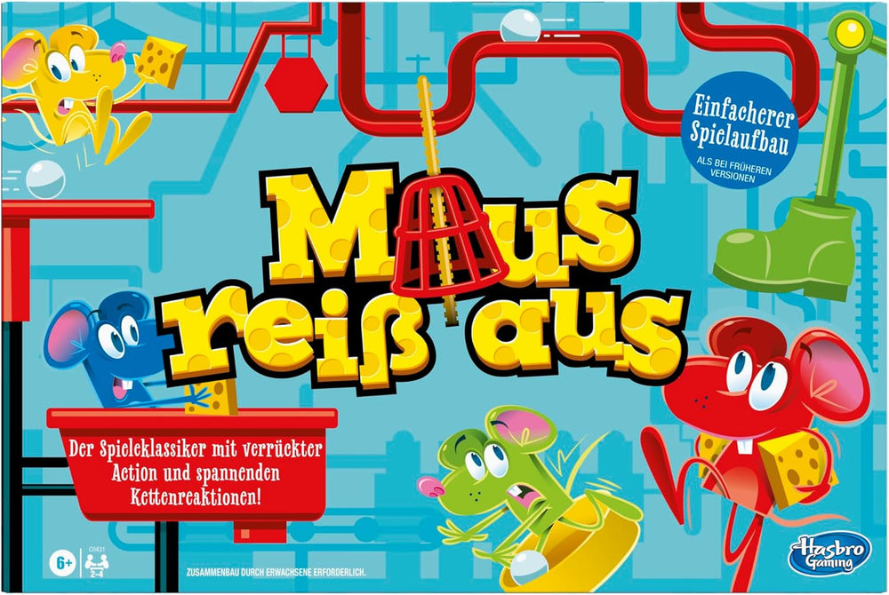 Mouse Run Away, un joc de familie pentru 2 până la 4 jucători, un joc de societate multiplayer clasic cu configurare simplă pentru copii cu vârsta de 6 ani și peste, un joc de societate pentru familie