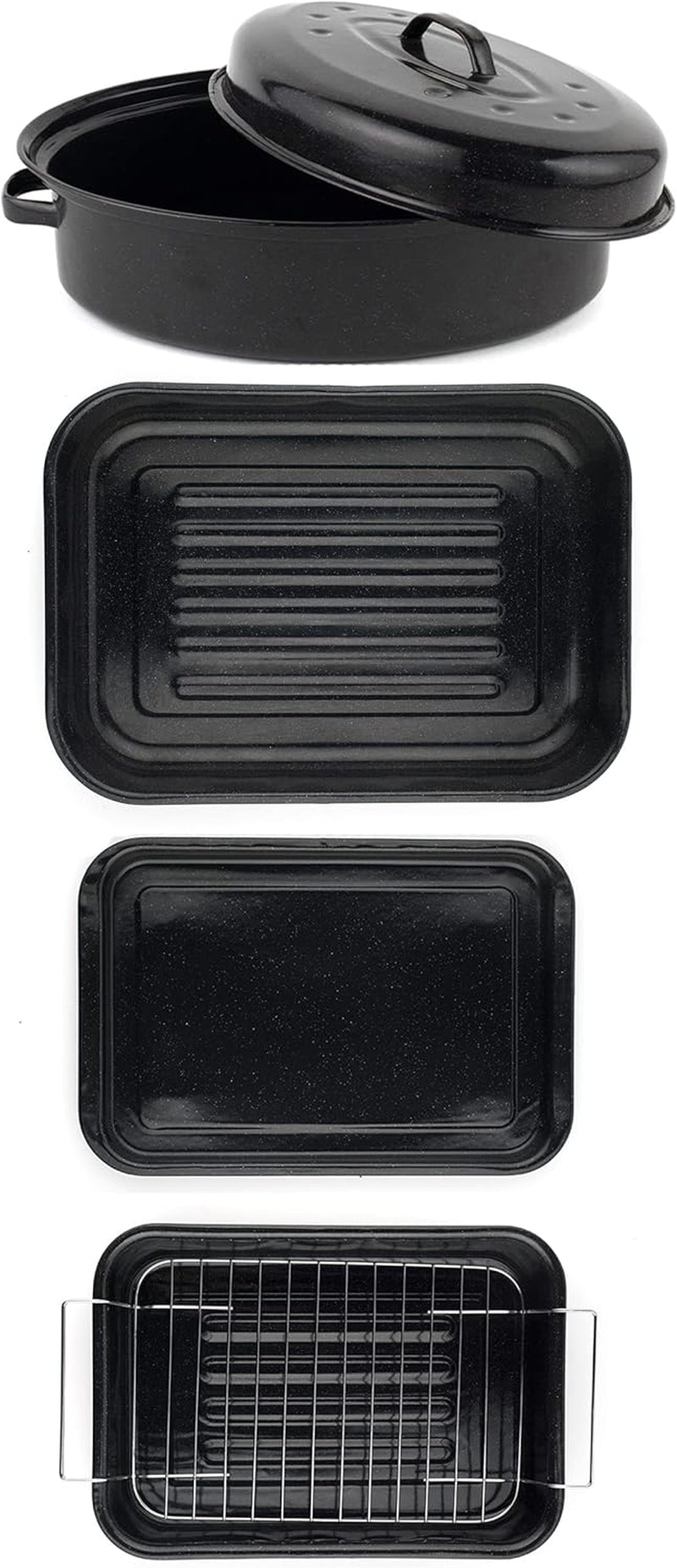 Russell Hobbs CW9161 Romano 34Cm Emaille Bräter - Mit Gitter, Rechteckige Auflaufform Mit Rost, Spülmaschinenfest Ofenform, Grill Auflaufform, Bratform Für Backofen Ofenbeständig Bis 230 Grad Formen und Tabletts zum Backen Naty Shop Einheitsgröße