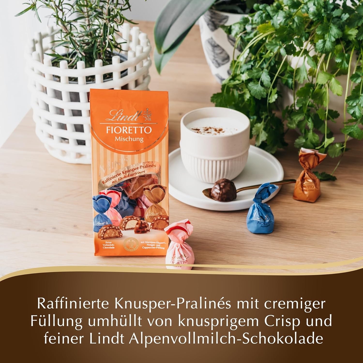 Schokolade - Sortiment FIORETTO Minis | 115 g | Ca. 10 Pralinen aus Milchschokolade in den Geschmacksrichtungen Marzipan, Cappuccino und Nougat, enthält Alkohol | Schokoladen-Geschenkset | Schokoladen-Geschenkset (5er-Pack)