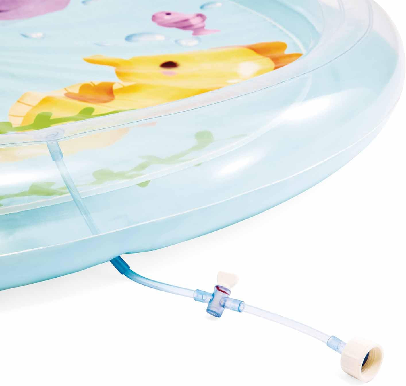 Intex aufblasbarer Kinderpool mit Palmenbrause, Ø 173 x 104 cm, mit Wasserbrause, Schlauchanschluss, Fassungsvermögen 166 L, tropisches Design, strapazierfähiges Vinyl, für Kinder ab 2 Jahren (56433)