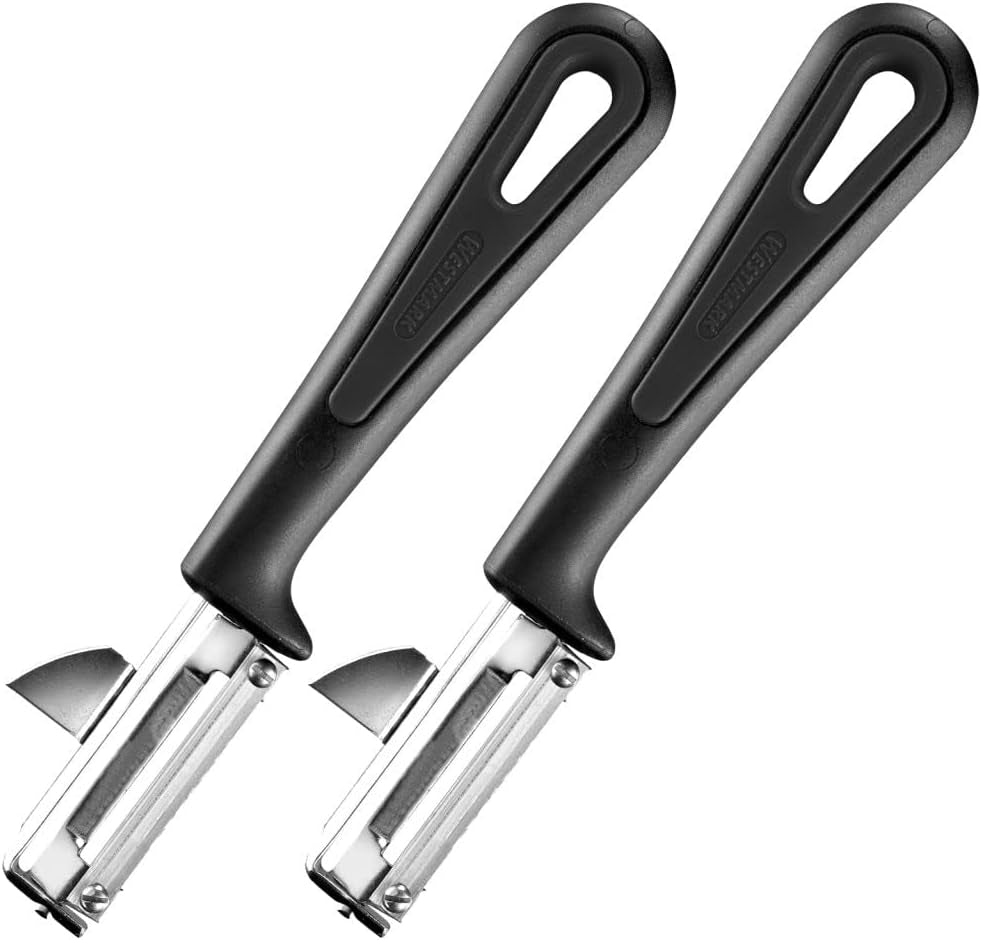 Westmark 29092270 Sparschäler Gallant, Pp/Tpe/Edelstahl, Schwarz / Rot, 16,5 x 3,7 x 2 cm Sparschäler Naty Shop Schonendes Set 2-teilig