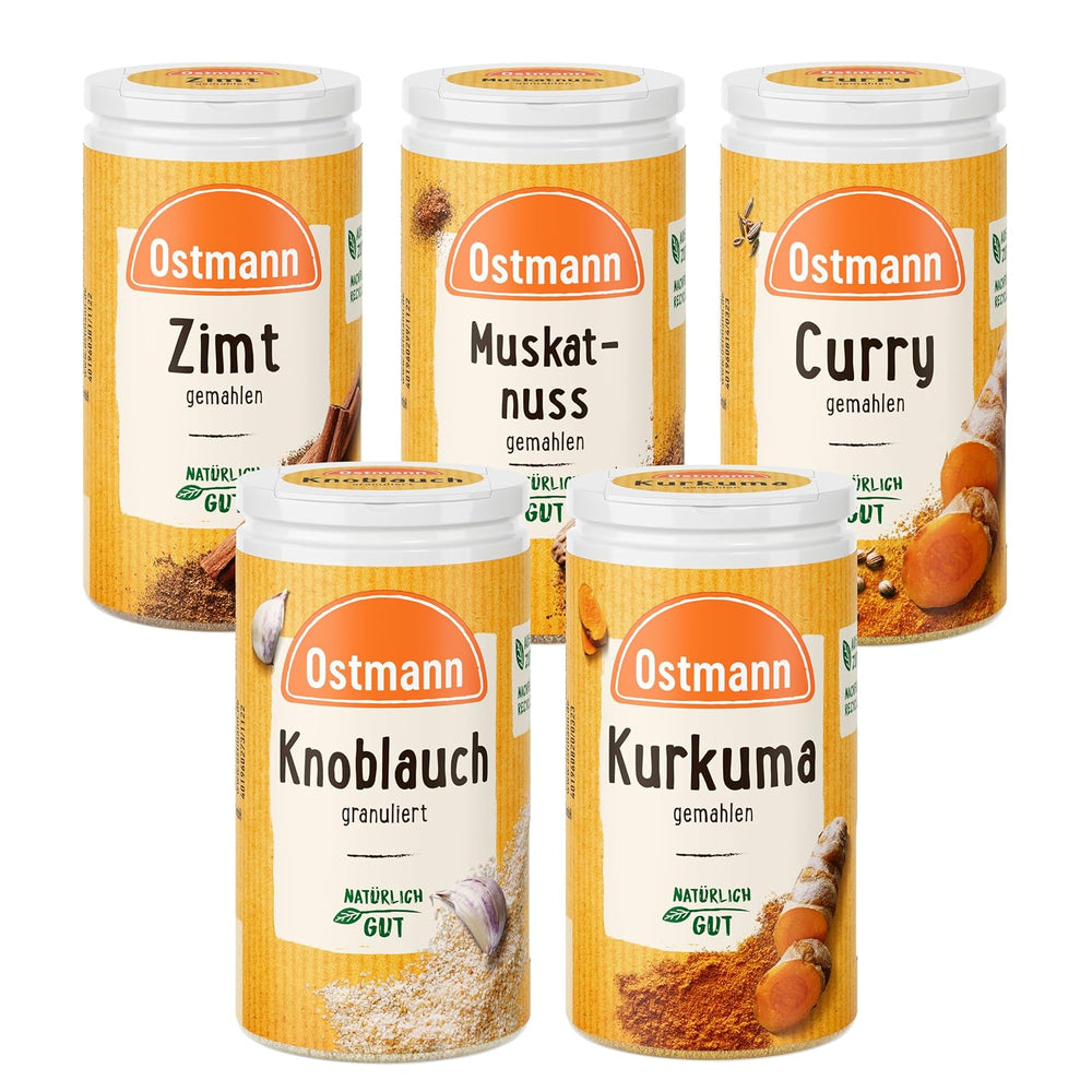 Ostmann Gewürze - gefülltes Gewürzregal mit 21 Gewürzdosen | Set aus Gewürzen, Kräutern, Gewürzmischungen | zum Aufhängen | für die Schranktür | Isst: 1 Stück
