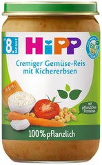 Hipp-Menüs 100 % pflanzlich Ab 8 / 10 Monate Mutter und Kind Naty Shop 220 Gramm Reis Kürbis Tomate Kichererbse Karotte Kokos
