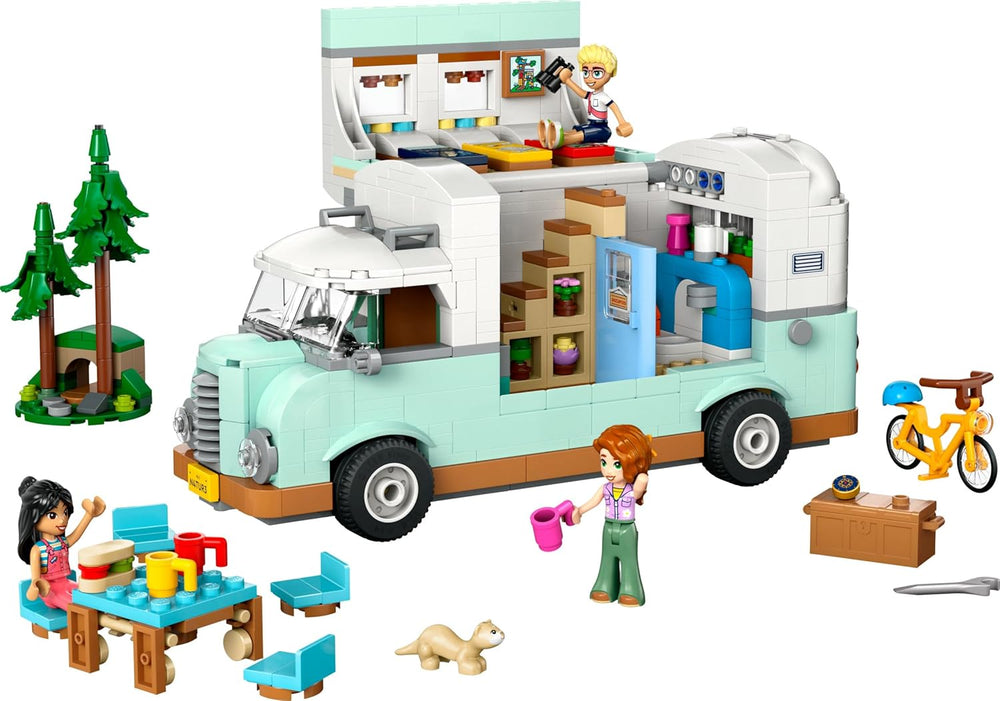 LEGO Friends Wohnmobil, Bauset für Rollenspiele mit einem Spielzeug Wohnwagen, Geschenk für Mädchen ab 7 Jahren, kreatives Spielset mit 3 Minifiguren und Ferretchen Tierfigur 42663