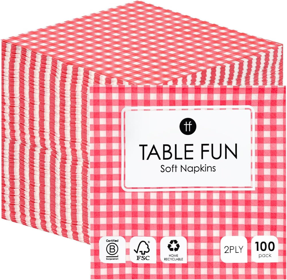 Talking Tables 100 X Bulk Pack Șervețele din hârtie moale cu model roșu, șervețele de unică folosință pentru zile de naștere, nunți, servicii la masă, Crăciun, catering, fabricate în UE, 2 straturi, 33 cm