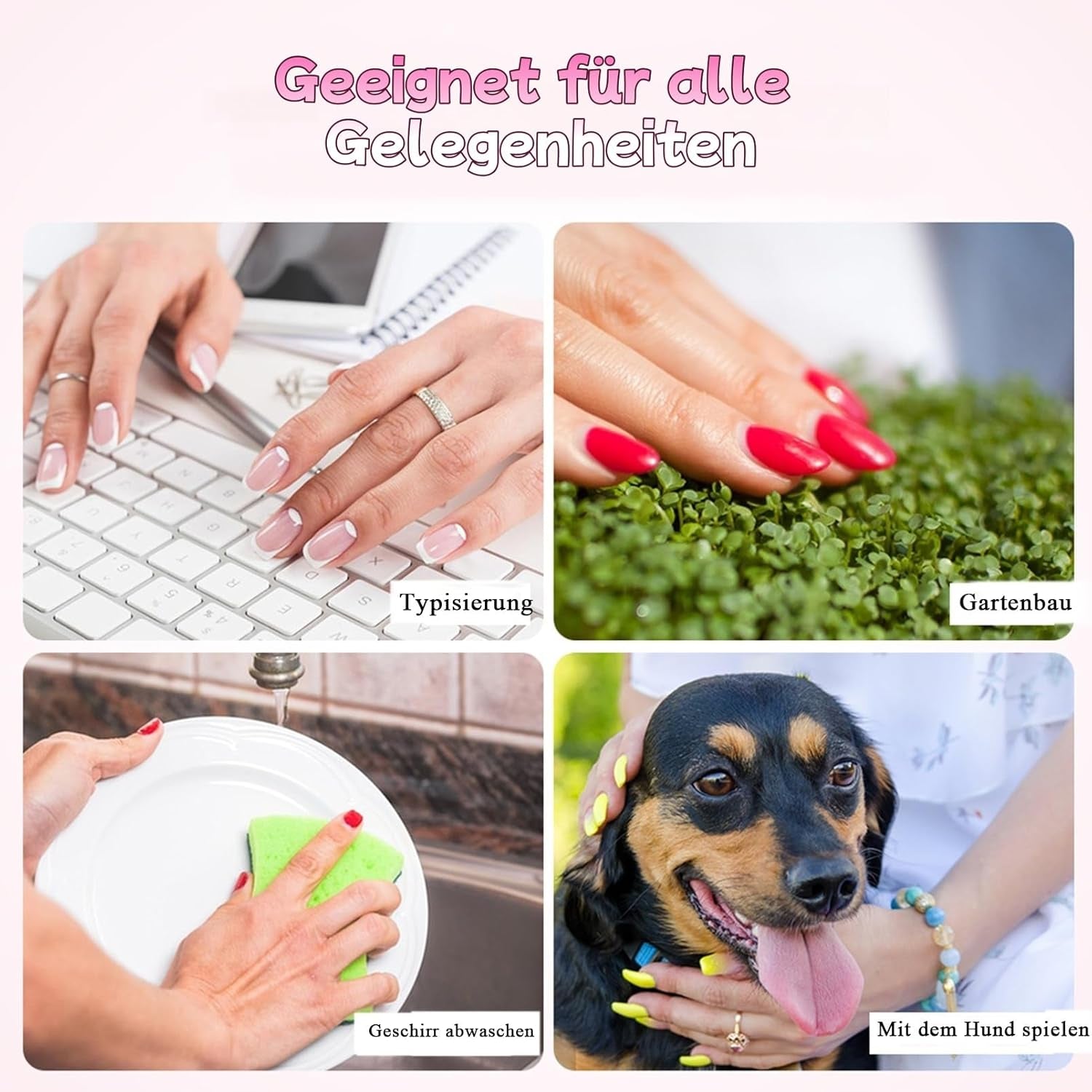 30 de bucăți unghii false franțuzești - unghii artificiale pentru lipit - unghii cu gel moale pentru femei - unghii adezive acrilice, manichiură pătrată (roz franțuzesc)