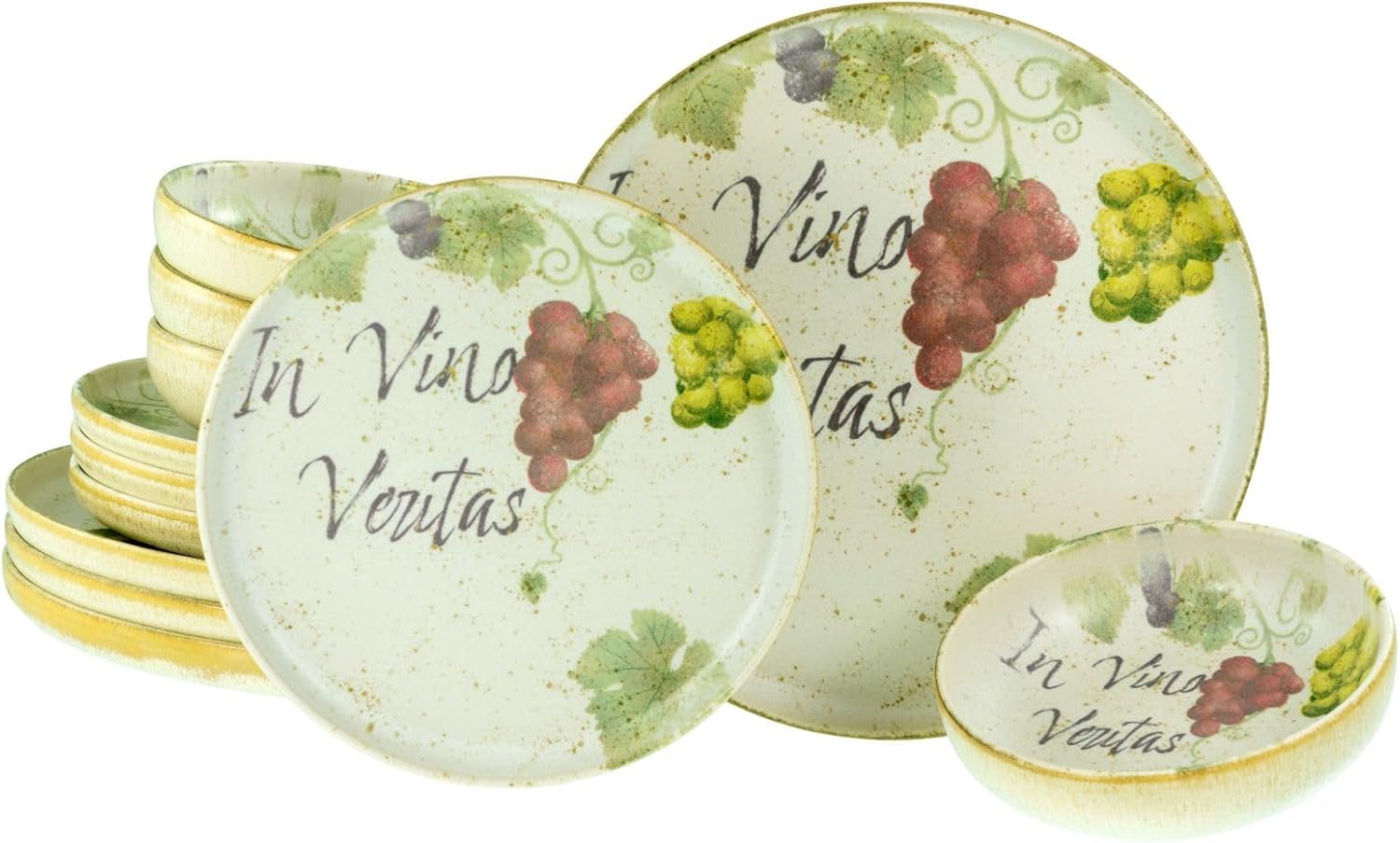 Creatable, 24222, Serie Uno in Vino Veritas, 12-Teiliges Geschirrset Für 4 Personen, Teller Set Aus Steinzeug, Spülmaschinen- Und Mikrowellengeeignet, Made in Portugal Seturi vesela masa Naty Shop Default Title