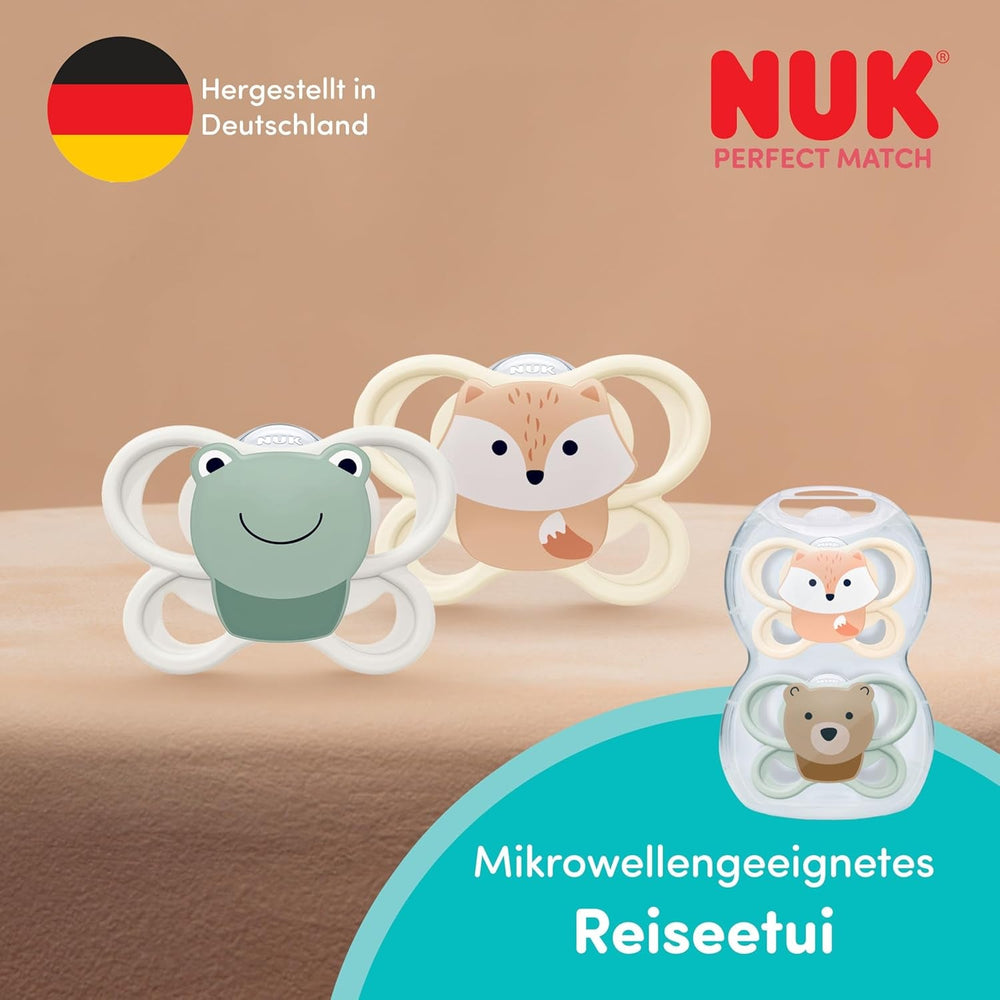 Suzete NUK Perfect Match Air pentru bebeluși | 0-6 luni | Suzete ortodontice care promovează circulația aerului și previn erupțiile cutanate cauzate de salivație | Acceptare 95% de către bebeluși** | Disney Winnie the Pooh | Pachet de 2