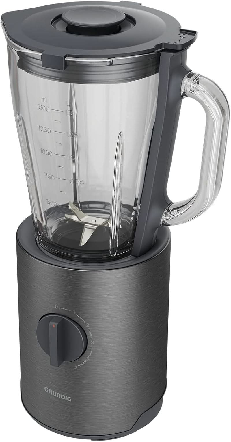 Grundig Delisia Novus SM 7140 Professioneller Standmixer, 1,5 Liter, 800 Watt, 6-Fach Edelstahlmesser Mit Zirkonium-Beschichtung, 5 Geschwindigkeitsstufen + Pulse-Funktion, Dark Inox/Edelstahl Kitchen Naty Shop