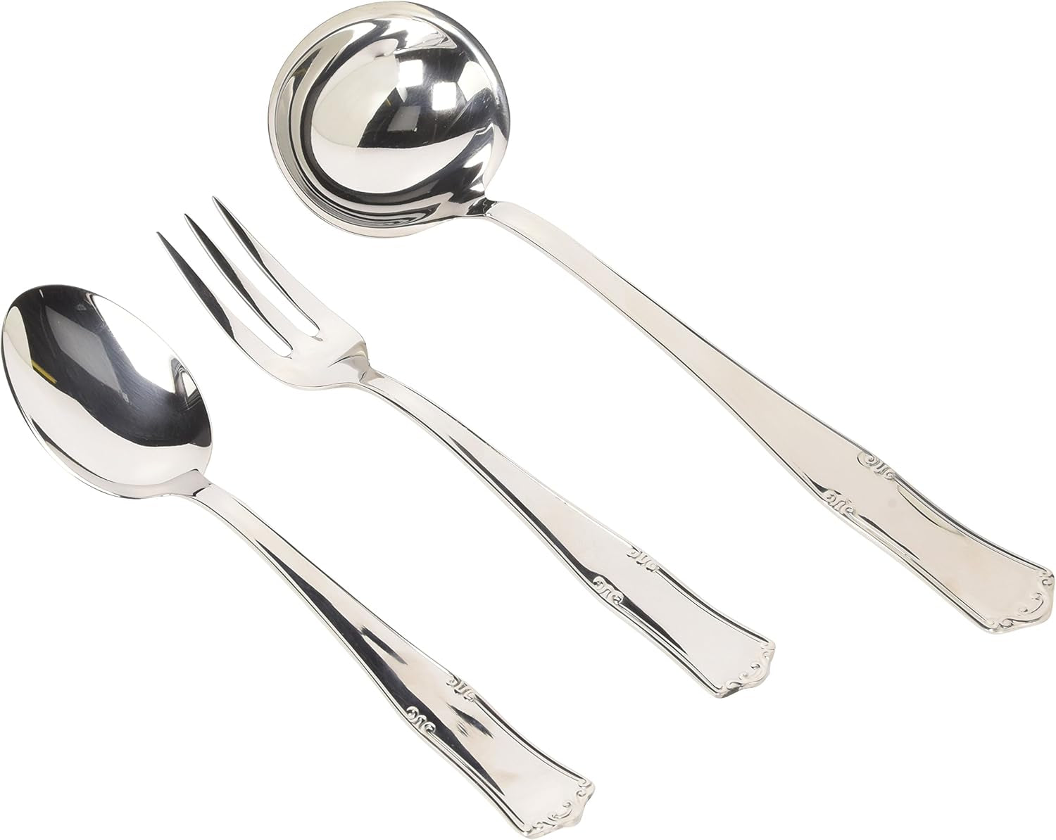 Set de tacâmuri Bavaria Moka, oțel inoxidabil, de culoare argintie, se poate spăla în mașina de spălat vase Bucatarie Naty Shop 3 piese set de servire