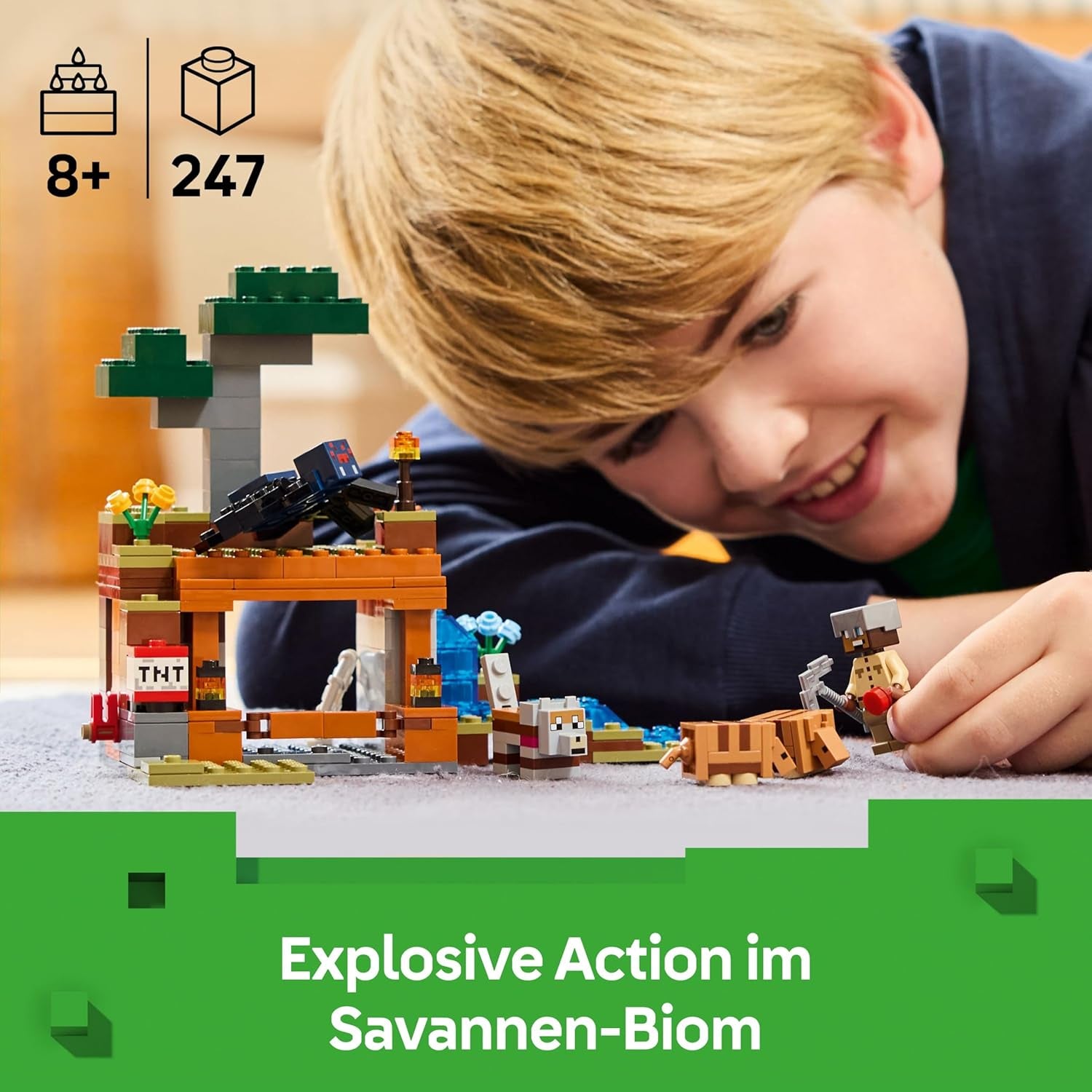 LEGO Minecraft Die Expedition zur Gürteltiermine – Interaktives Gamer Spielzeug mit Höhlenspinne- und Wolfsfiguren – TNT-Funktion – Gaming Geschenk für Jungen und Mädchen ab 8 Jahren – 21269