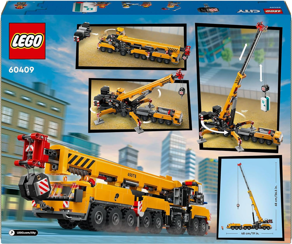 LEGO City Mobiler Baukran, Konstruktionsspielzeug für Jungen und Mädchen, kreatives Kindergeschenk, langer ausziehbarer Arm, 4 Bauarbeiter-Minifiguren für Rollenspiele, 60409 Bausets. Besuchen Sie den LEGO-Store
