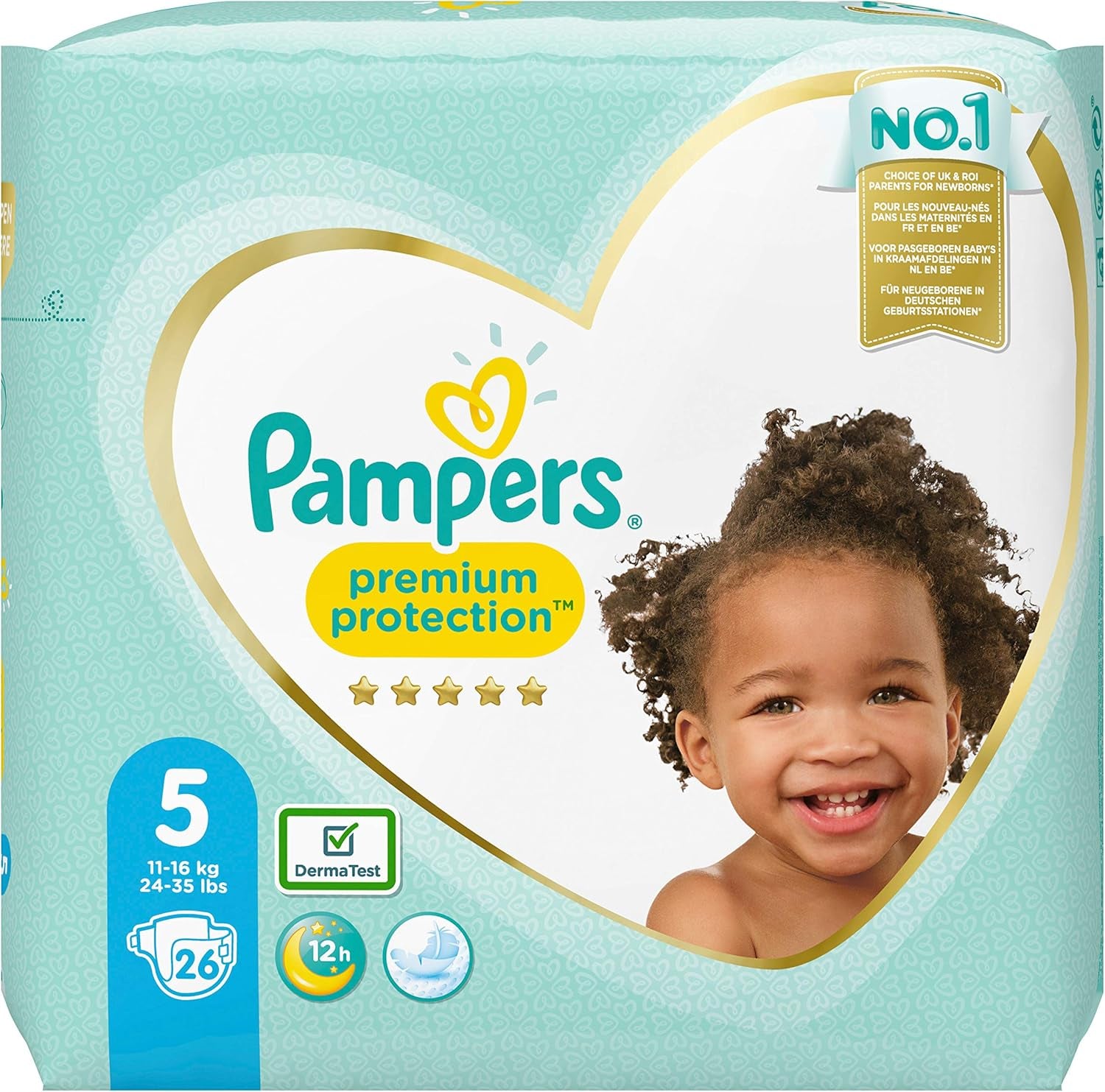 Pampers Premium Protection Windeln für Neugeborene, Jumbo-Packung, Größe 1, 72 Stück