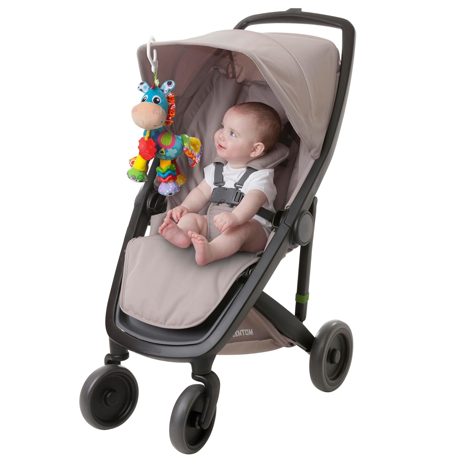 Pachet cadou cu activități Playgro Clip Clop Sensory Garden – jucărie senzorială pentru grădină pentru bebeluși de la 0 luni – jucărie interactivă cu zornăitoare, inel de dentiție și prieten pentru cărucior – 4 piese