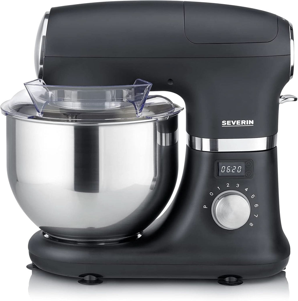 SEVERIN Küchenmaschine Mit Waage, Große Knetmaschine Für Bis Zu 3 Kg Kuchenteig, Robuste Teigmaschine Mit Knethaken, Flachrührer Und Schneebesen, 1.000 W, Schwarz, Matt,Edelstahl, KM 3898 Mama si Copilul Naty Shop Ohne Waage