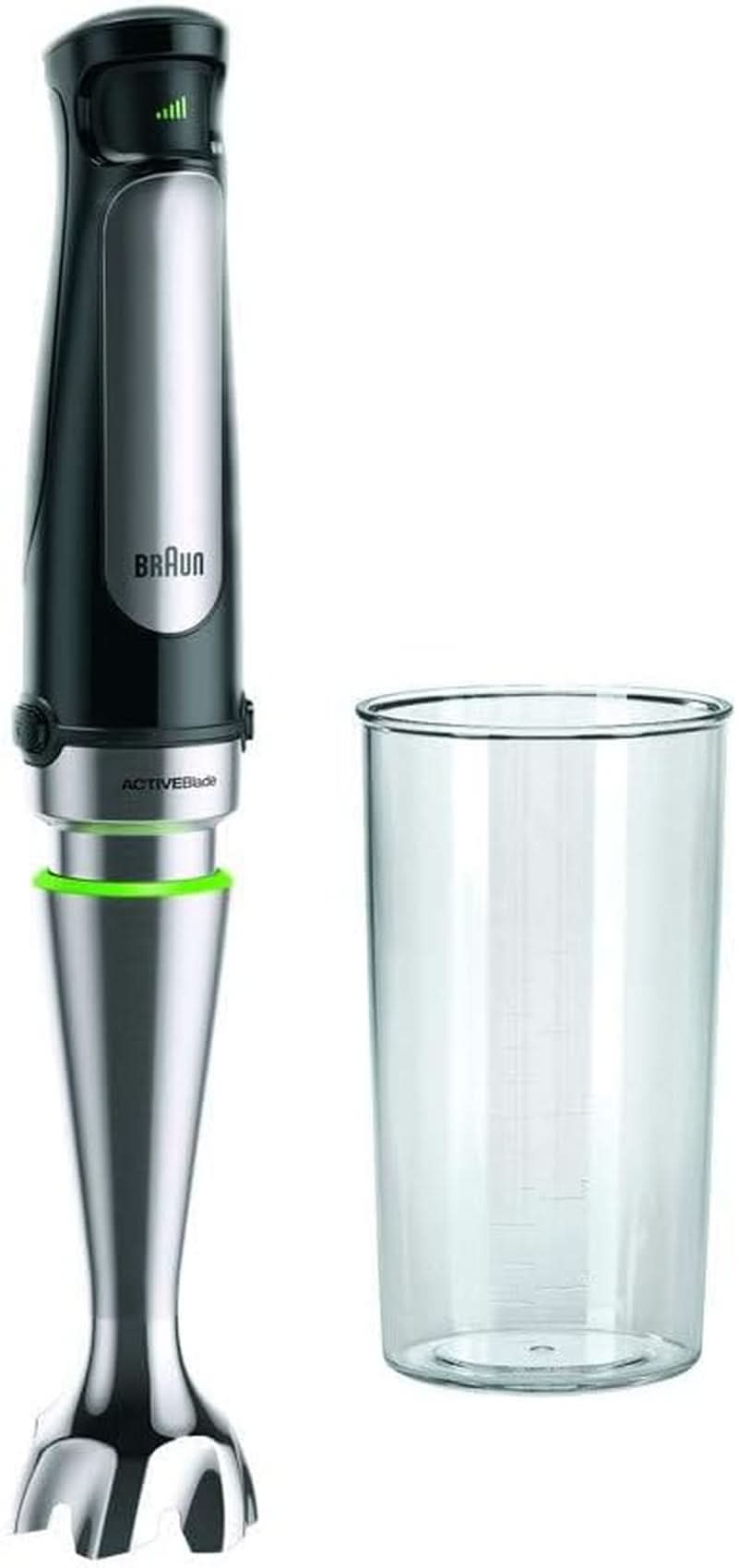 Braun Multiquick 7 MQ 7035X Stabmixer - Pürierstab Mit abnehmbarem Edelstahl Mixfuß Mit Activeblade Technologie Zum Pürieren Der Härtesten Ingredient, Inkl. 3-teiliges Zubehörset, 1000 Watt, Schwarz Kitchen Naty Shop Schwarz Inkl. Mix-Messbecher