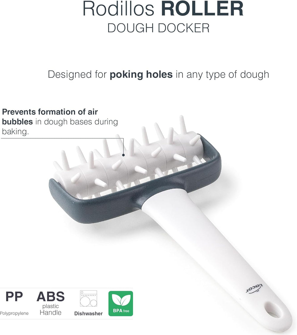 - 68802 - Küchenrollkissen, Tupfwalze, Nudelrolle, Verhindert Blasen im Teig, Ergonomischer Griff, 100% abnehmbar, Spülmaschinenfest, Polypropylen, BPA-frei, 12x19,5 cm