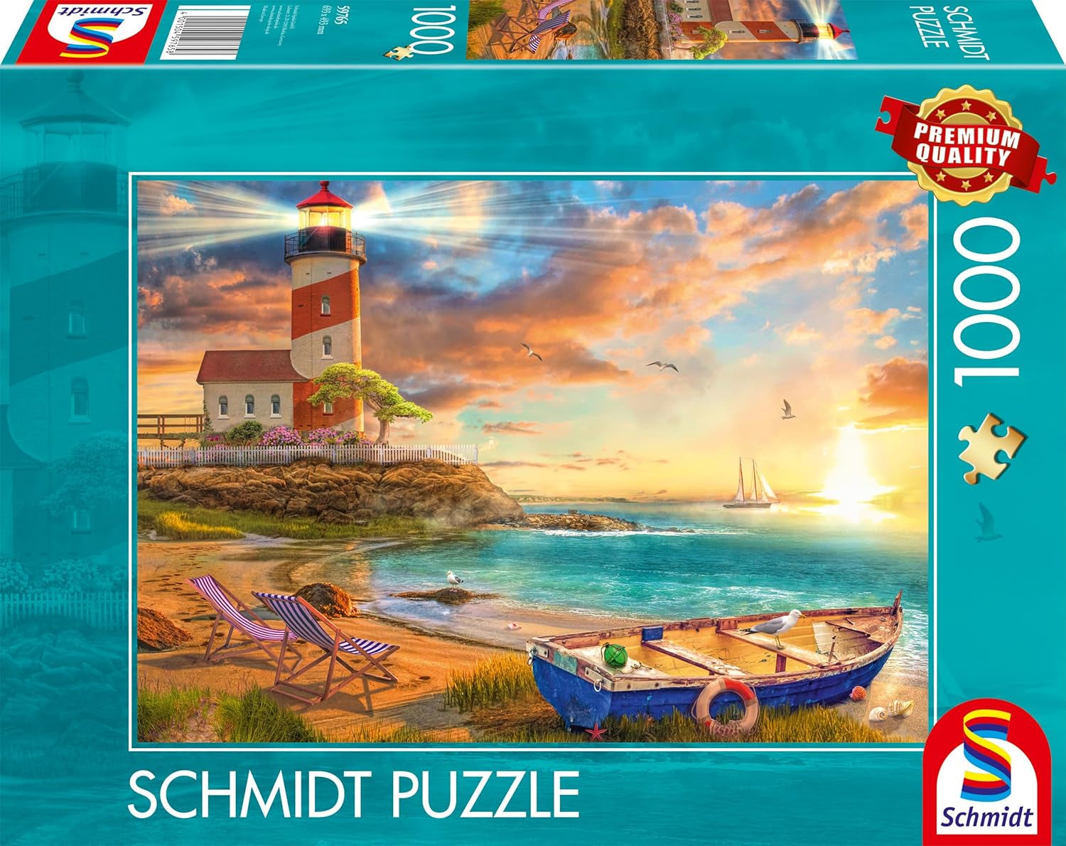 Schmidt Spiele 59765 Sonnenuntergang in der Leuchtturmbucht, 1000 Teile Puzzle, bunt Puzzle Naty Shop Standardtitel