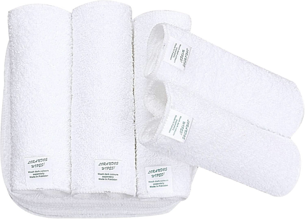 Wiederverwendbare Tücher für Kinder, 100 % Frottee-Baumwolle (25er-Packung – 15 x 15 cm – weiß), parfümfrei, waschbar, ultraweich und super saugfähig. Mutter und Kind Naty Shop