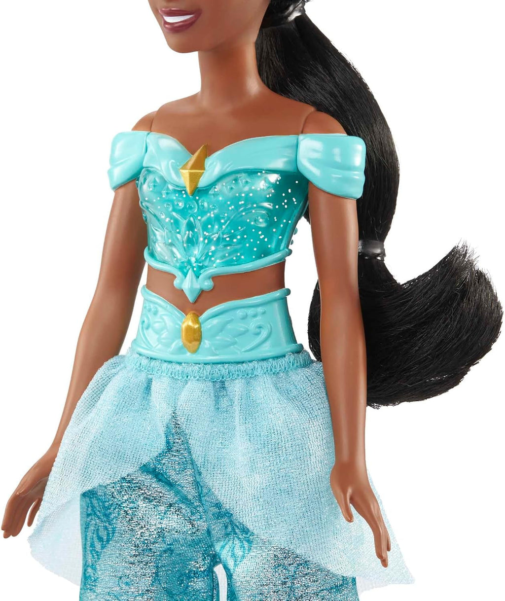 Jucărie Mattel Disney Princess, păpușă mobilă Jasmine Fashion cu haine și accesorii strălucitoare, inspirată de filmul Disney, cadou pentru copii, HLW12 Papusi Naty Shop