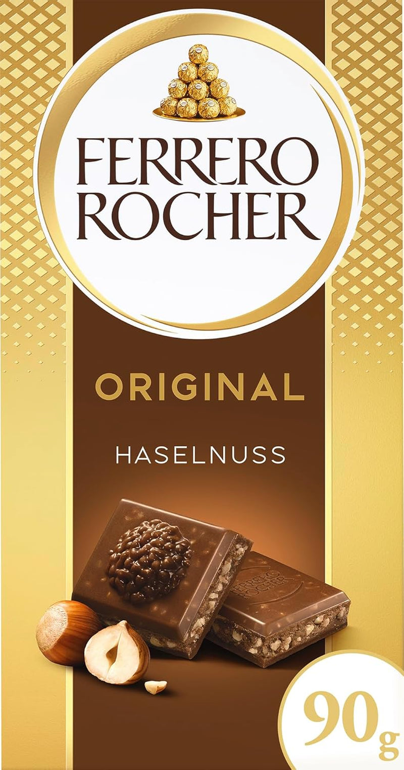 Ferrero Rocher Riegel – Weiße Schokolade mit Haselnuss – Valentinstagsgeschenk für Sie und Ihn – 1 Schokoriegel x 90 g
