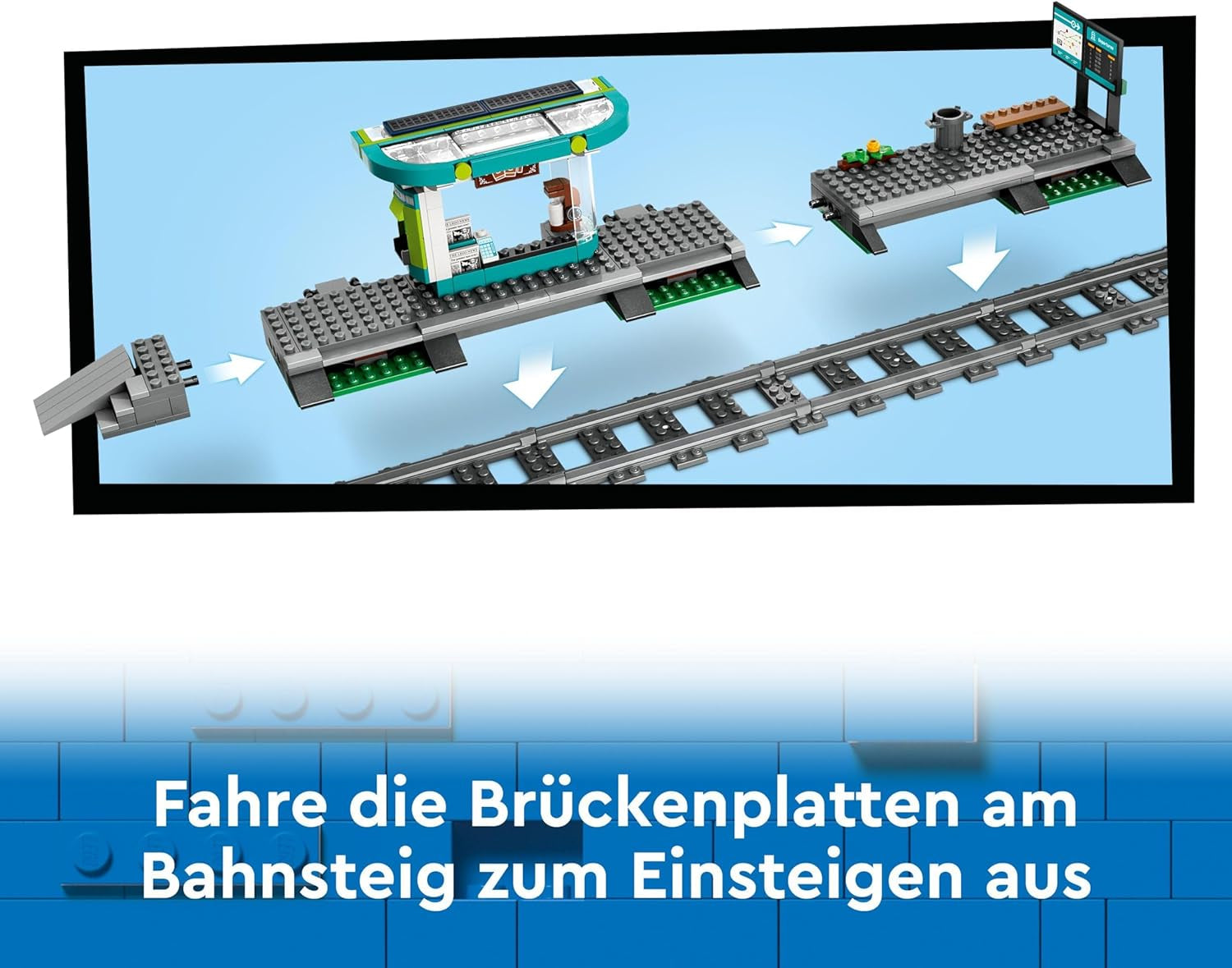 LEGO City Straßenbahn mit Bahnhof, Geschenkidee für Fahrzeugspielzeugfans ab 7 Jahren, mit 6 Minifiguren und einem Blindenhund zum Rollenspiel, Bauspielzeug 60423 Bausets Besuchen Sie den LEGO-Store