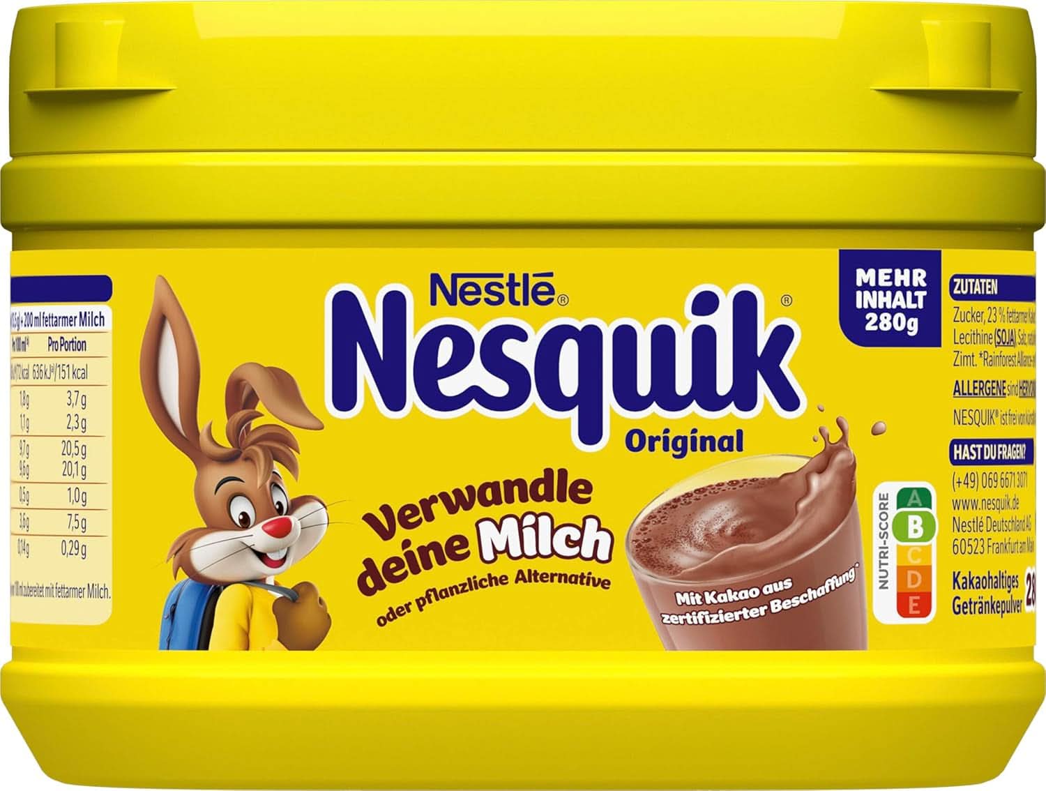 Nestlé Kakaopulver für Getränke, zum Einmischen in Milch, 1 Packung mit 280 Gramm Kakao und heißer Schokolade Naty Shop