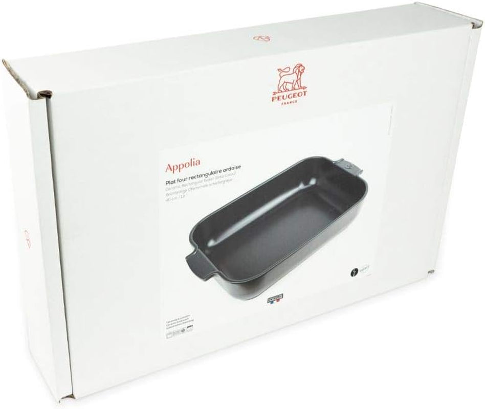 Peugeot Appolia Rechteckige Auflaufform Mit Griffen, Keramik, Schiefer / Grau, 8.3X40.5X27.2 Cm, Fassungsvermögen: Ca. 4 L, 60022 Formen und Bleche zum Backen Naty Shop