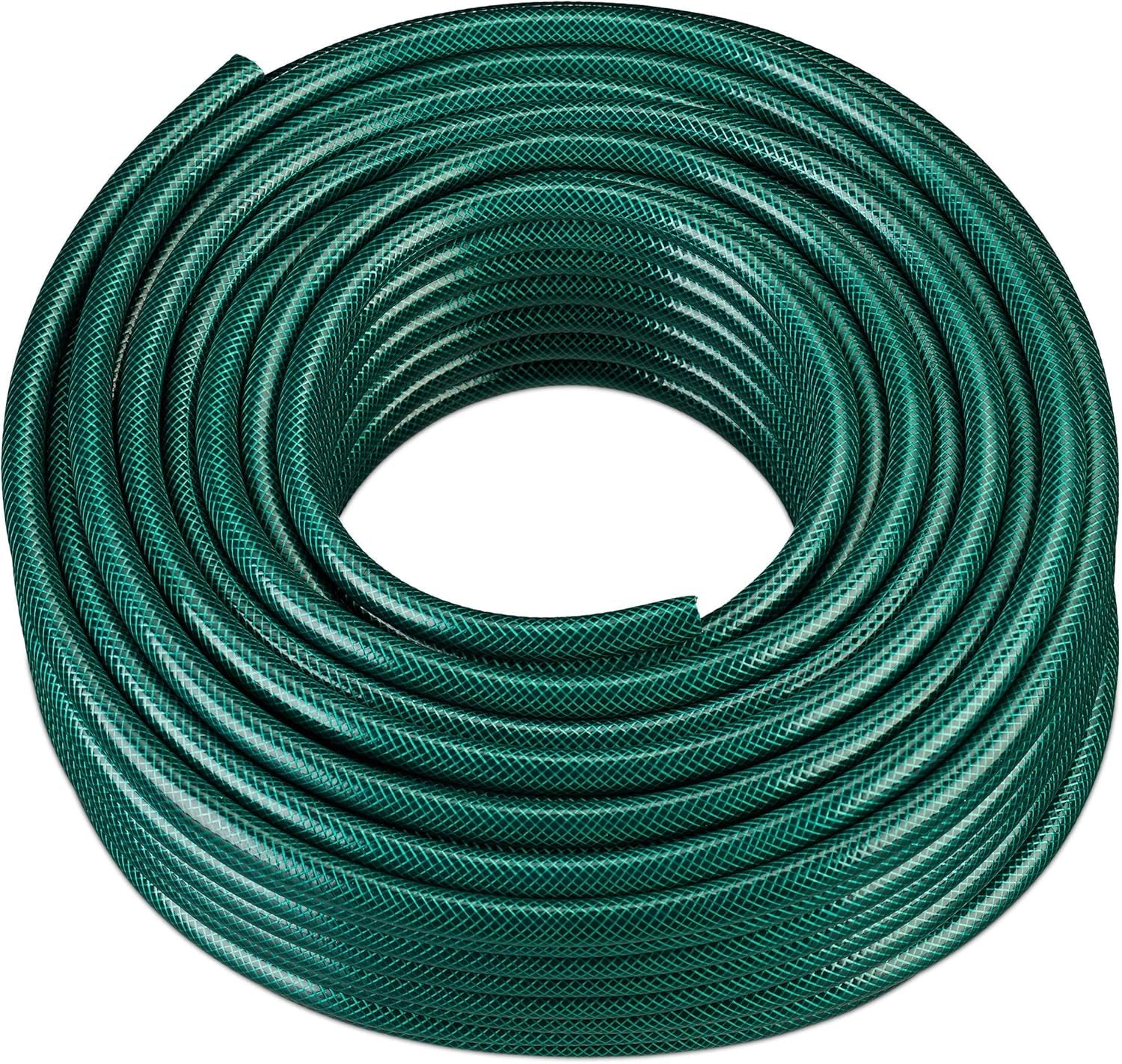 Furtun de grădină Relaxdays 50 m, furtun universal de apă, 1/2 inch, fabricat din PP, pentru udarea straturilor de flori și a peluzelor, verde închis, verde
